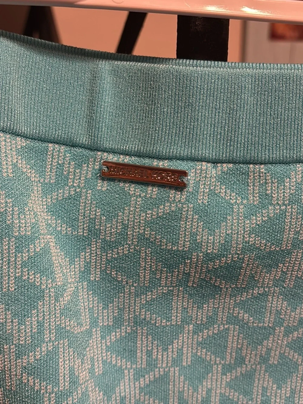 MICHAEL Michael Kors Aqua Blue Logo Knit Maxi Skirt